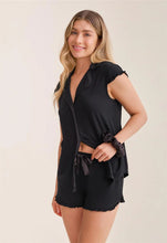 Load image into Gallery viewer, Fleur't Shortie PJ Set (Black)