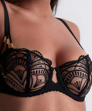 Load image into Gallery viewer, Aubade Vibes Half Cup Underwire Bra (Black and Pearl)