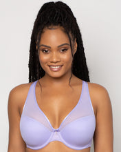 Load image into Gallery viewer, Curvy Couture Plunge Moulded Sheer Mesh T-Shirt Bra (Lavender Mist)