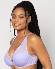 Load image into Gallery viewer, Curvy Couture Plunge Moulded Sheer Mesh T-Shirt Bra (Lavender Mist)
