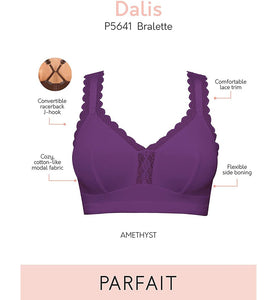 Parfait Dalis Bra Sized Non-Underwire Modal & Lace J-Hook Bralette (Amethyst)