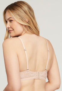 Montelle (New Sizes + Colours) Cup Sized Non-Underwire Convertible Lace Bralette (Skylight, Champagne)