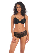Load image into Gallery viewer, Freya Temptress Black + Cherry Moulded Plunge Removable String Bra