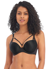 Load image into Gallery viewer, Freya Temptress Black + Cherry Moulded Plunge Removable String Bra