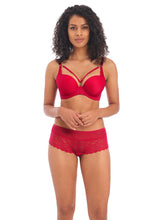 Load image into Gallery viewer, Freya Temptress Black + Cherry Moulded Plunge Removable String Bra