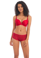 Load image into Gallery viewer, Freya Temptress Black + Cherry Moulded Plunge Removable String Bra