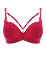Load image into Gallery viewer, Freya Temptress Black + Cherry Moulded Plunge Removable String Bra