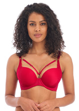 Load image into Gallery viewer, Freya Temptress Black + Cherry Moulded Plunge Removable String Bra