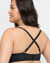 Load image into Gallery viewer, Curvy Couture Tulip Strappy Black + Rose Lace Push Up Underwire Bra