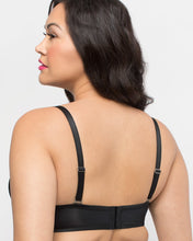 Load image into Gallery viewer, Curvy Couture Tulip Strappy Black + Rose Lace Push Up Underwire Bra