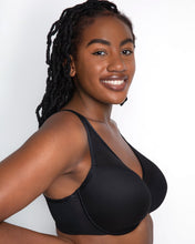 Load image into Gallery viewer, Curvy Couture Plunge Moulded Sheer Mesh T-Shirt Bra (Black + Leopard)