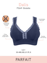 Load image into Gallery viewer, Parfait Dalis Bra Sized Non-Underwire Modal & Lace J-Hook Bralette (Navy)
