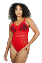 Load image into Gallery viewer, Parfait Mia Dot Strappy Wireless Padded Thong Bodysuit (Racing Red)