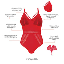 Load image into Gallery viewer, Parfait Mia Dot Strappy Wireless Padded Thong Bodysuit (Racing Red)