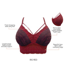 Load image into Gallery viewer, Parfait Mia Lace Strings Wireless Padded Bralette (Rio Red)