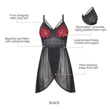 Load image into Gallery viewer, Parfait Mia Lace Wireless Lace Chemise (Black)