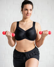 Load image into Gallery viewer, Ulla Kate Non-Padded Underwired Padded Strap Sports Bra (Black)