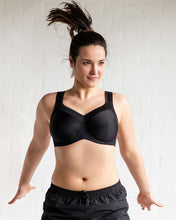 Load image into Gallery viewer, Ulla Kate Non-Padded Underwired Padded Strap Sports Bra (Black)