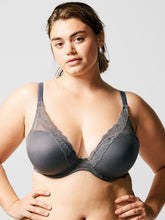 Load image into Gallery viewer, Passionata Brooklyn Lace Foam Lined Plunge Gris Intense Underwire Bra