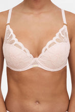 Load image into Gallery viewer, Chantelle Fleurs Plunge Stretch Lace Lightly Lined Underwire Bra (Soft Rose, Black)