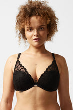 Load image into Gallery viewer, Chantelle Fleurs Plunge Stretch Lace Lightly Lined Underwire Bra (Soft Rose, Black)
