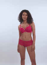 Load and play video in Gallery viewer, Freya Temptress Black + Cherry Moulded Plunge Removable String Bra
