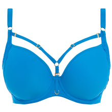 Load image into Gallery viewer, Freya Temptress Med Blue Moulded Plunge Underwire Bra