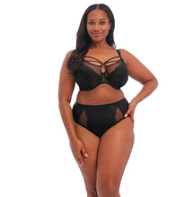 Load image into Gallery viewer, Elomi Brianna Black + White Full Cup Plunge Strings Underwire Unlined Bra
