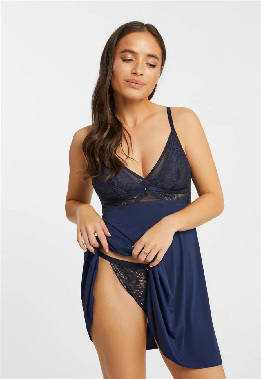 Fleur't Botanical Flirty Chemise Set (Empire Blue)