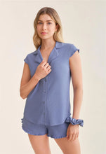 Load image into Gallery viewer, Fleur't Shortie PJ Set (Denim Waffle)

