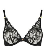 Load image into Gallery viewer, Aubade Vibes Triangle Plunge Underwire Bra (Black and Pearl)
