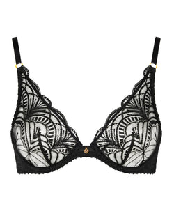 Aubade Vibes Triangle Plunge Underwire Bra (Black and Pearl)