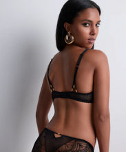 Load image into Gallery viewer, Aubade Vibes Triangle Plunge Underwire Bra (Black and Pearl)
