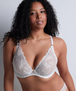 Aubade Vibes Triangle Plunge Underwire Bra (Black and Pearl)