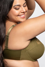 Load image into Gallery viewer, Ulla "Ulla" Full Coverage Embroidery Underwire Bra (Dark Olive)
