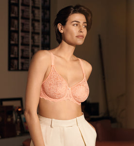 Empreinte Cassiopee Peach Seamless Unlined Lace Underwire Bra