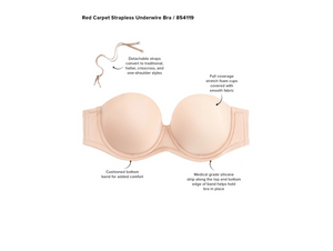 Wacoal Red Carpet Strapless Convertible Underwire Bra (Nude + Black)