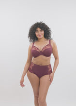 Load and play video in Gallery viewer, Elomi Charley Aubergine Plunge Unlined Underwire J-Hook Bra
