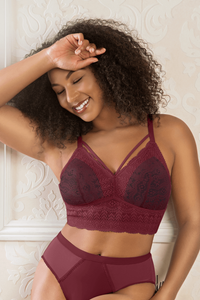 Parfait Mia Lace Strings Wireless Padded Bralette (Rio Red)