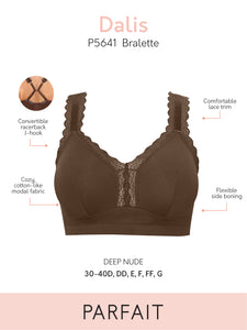 Parfait Dalis Bra Sized Non-Underwire Modal & Lace J-Hook Bralette (Deep Nude)