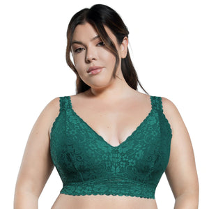 Parfait Adriana Bra Sized Lace Non-Underwire J-Hook  Bralette (Emerald)