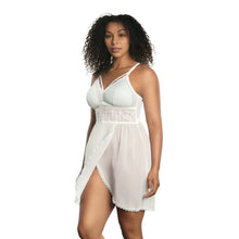 Load image into Gallery viewer, Parfait Mia Lace Wireless Lace Chemise (Pearl White + Black)
