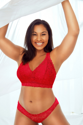 Parfait Adriana Bra Sized Lace Non-Underwire J-Hook Bralette (Racing Red)