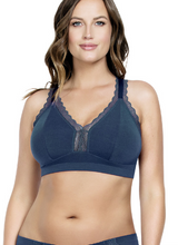 Load image into Gallery viewer, Parfait Dalis Bra Sized Non-Underwire Modal &amp; Lace J-Hook Bralette (Navy)

