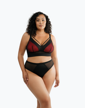 Load image into Gallery viewer, Parfait Mia Dot With Strings Wireless Padded Bralette (Black + Bright Pink)
