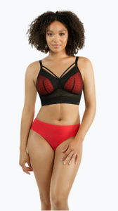 Parfait Mia Dot With Strings Wireless Padded Bralette (Black + Bright Pink)