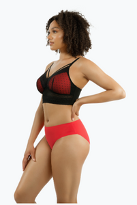 Parfait Mia Dot With Strings Wireless Padded Bralette (Black + Bright Pink)