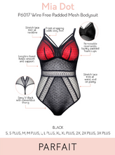 Load image into Gallery viewer, Parfait Mia Dot Strappy Wireless Padded Thong Bodysuit (Black + Racing Red)
