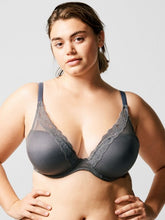 Load image into Gallery viewer, Passionata Brooklyn Lace Foam Lined Plunge Gris Intense Underwire Bra
