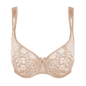 Empreinte Melody Lace Seamless Full Cup Padded Strap Underwire Bra (Caramel + Gold)
